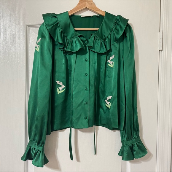 DÔEN Doen Solange Top blouse silk embroidered flowers - Picture 6 of 9